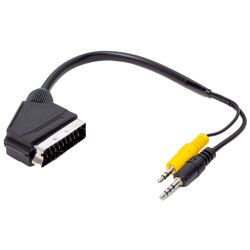 3.5 MM STEREO ERKEK/SCART KABLO 35 CM UZUN VE KISA JACK BİR ARADA NEXT 64 AV UYDU ALICISI AV KABLO - 1