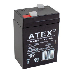 ATEX AX-604 AKÜ 6 VOLT - 4 AMPER IŞILDAK AKÜSÜ (70 X 48 X 101 MM) - 1