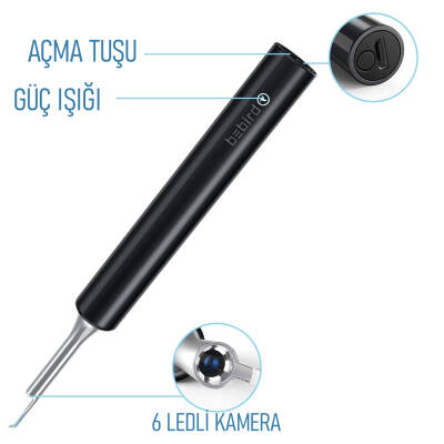 BEBIRD T5 5MP KAMERA 3.5MM LENS ŞARJLI WIFI GÖRÜNTÜLÜ KULAK TEMİZLEYİCİ SİYAH RENK - 5