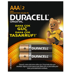 DURACELL LR03 MN2400 ALKALİN 1.5 VOLT AAA İNCE 2Lİ PAKET PİL - 1