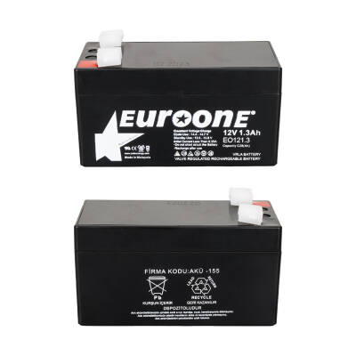EUROONE EO121.3 12 VOLT - 1.3 AMPER AKÜ (96 X 42 X 52 MM) - 2