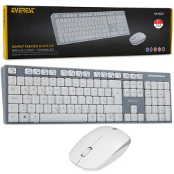 EVEREST KM-6063 BEYAZ/GRİ KABLOSUZ Q MULTIMEDYA KLAVYE+MOUSE SET - 1