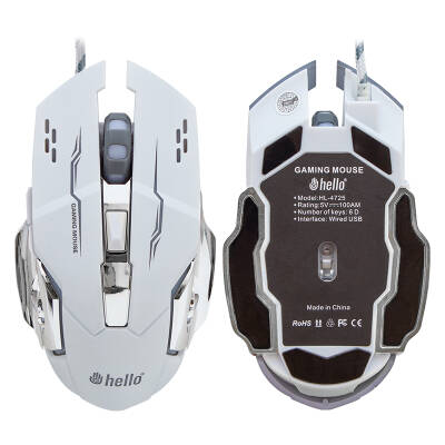 HELLO HL-4725 KABLOLU 3600 DPI 6 TUŞ FONKSİYONLU BEYAZ GAMING MOUSE - 2