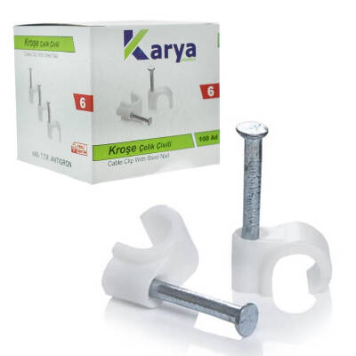 KARYA 6 NUMARA ÇELİK ÇİVİLİ 12 MM KROŞE (100LÜ PAKET)(4X6 ANTİGRON KABLOLAR İÇİN) - 1