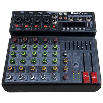 KÖNİG K-502 FX USB/BLUETOOTH 7 BANT EQ 6 KANAL DECK MIXER - 1