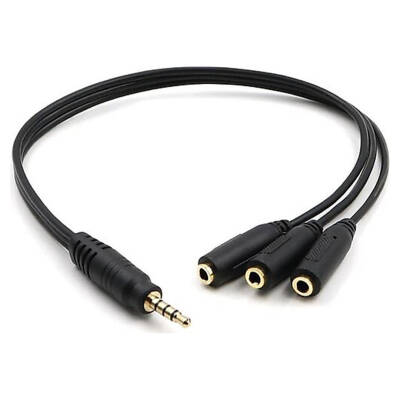 KULAKLIK ÇOKLAYICI 3.5 MM ERKEK X 1 / 3 STEREO DİŞİ X 3 - 30 CM Y KABLO - 1