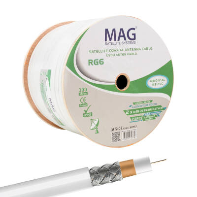 MAG RG59 FA MİNİ DUAL BİTİŞİK 48 TEL ANTEN KABLOSU (300 METRE) - 1