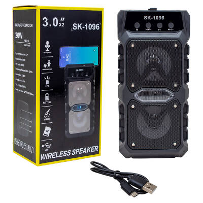 MAGICVOICE SK-1096 20 WATT USB/SD/AUX/FM/BLUETOOTH DESTEKLİ MİKROFON GİRİŞLİ TAŞINABİLİR HOPARLÖR - 3