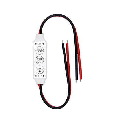 MİNİ ÜÇ TUŞLU TEK RENKLİ 12 VOLT - 24 VOLT LED KONTROL CİHAZI ( KIRMIZI- SİYAH KABLO) - 1