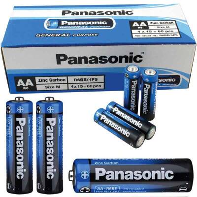 PANASONIC MANGANEZ AA 60LI KALEM PİL 60LI (PAKET FİYATI)(R6BE/4PS) - 1