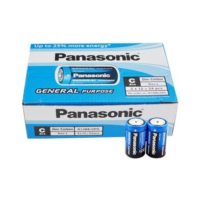 PANASONIC R14BE/2PS MANGANEZ ORTA C BOY 24LÜ PİL (PAKET FİYATI) - 1