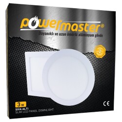 POWERMASTER 3 WATT 3000K 70 MM SIVA ALTI GÜNIŞIĞI YUVARLAK SLIM LED-ECO SPOT PANEL - 2