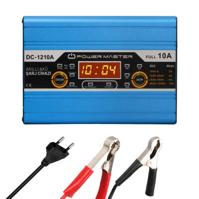 POWERMASTER DC-1210A 12 VOLT MAX 10 AMPER DİGİTAL EKRANLI AKILLI AKÜ ŞARJ CİHAZI - 1