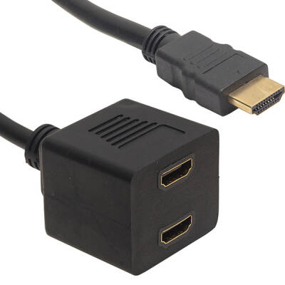 POWERMASTER HDMI ERKEK-HDMI DİŞİ X 2 ADAPTÖR 30 CM KABLO ÇİPSETLİ HDMI ÇOKLAYICI - 1