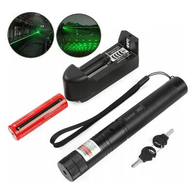 POWERMASTER OM-1201 18650 PİLLİ ŞARJLI ANAHTAR EMNİYETLİ YEŞİL LAZER POINTER (50 KM) - 1