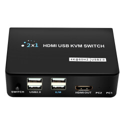 POWERMASTER PM-11789 4K HDMI USB KVM SWITCH 2X1 - 1