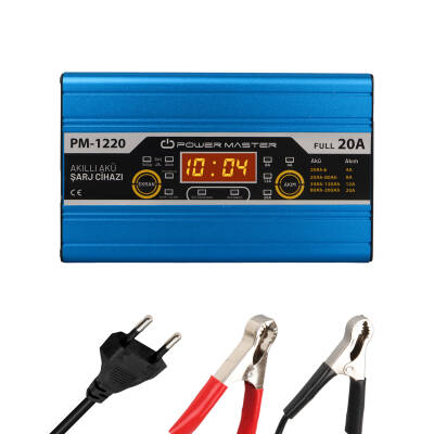 POWERMASTER PM-1220 12 VOLT MAX 20 AMPER LCD EKRANLI AKÜ ŞARJ CİHAZI - 1