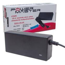 POWERMASTER PM-12232 24 VOLT - 1.5 AMPER 5.5*2.5 MM UÇLU PLASTİK KASA MASAÜSTÜ ADAPTÖR - 3