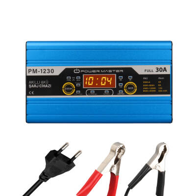 POWERMASTER PM-1230 12 VOLT MAX 30 AMPER LCD EKRANLI AKÜ ŞARJ CİHAZI - 1