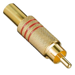 POWERMASTER PM-26484 TOS RCA FİŞ METAL GOLD ERKEK KONNEKTÖR (KIRMIZI KODLU) - 1