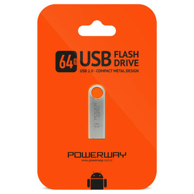 POWERWAY 64 GB METAL USB 2.0 FLASH BELLEK - 1