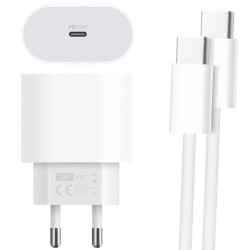 POWERWAY RXS27 20 WATT TYPE-C ŞARJ BAŞLIK ADAPTÖRÜ + KABLO SETİ (APPLE 15 PRO-PROMAX UYUMLU) - 1