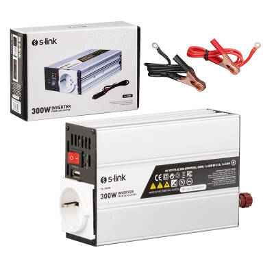 S-LINK SL-300W 300W DC12V-AC230V ÇAKMAKTAN POWER INVERTER - 1