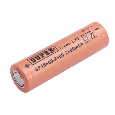 SUPEX 18650-2500 3.7 VOLT 2500 MAH DÜZ KAFA LI-ION PİL TEKLİ - 2