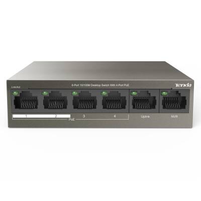 TENDA TEF1106P 2X UPLINK + 4 PORT 63 WATT POE ETHERNET SWITCH - 3