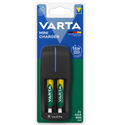 VARTA 57646 MİNİ CHARGER PİL ŞARJ CİHAZI + 2 ADET 800MAH AAA ŞARJ EDİLEBİLİR PİL - 3