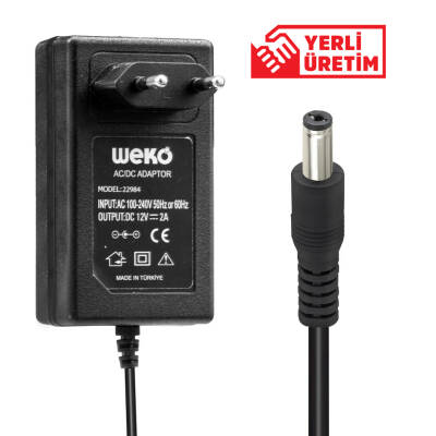 WEKO 12 VOLT - 2 AMPER 5.5*2.1 UÇLU PLASTİK KASA PRİZ TİPİ ADAPTÖR - 1