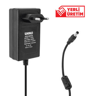 WEKO 12 VOLT - 3.2 AMPER - 38 WATT 5.5*2.5 UÇLU YERLİ ÜRETİM PLASTİK KASA PRİZ TİPİ ADAPTÖR - 1