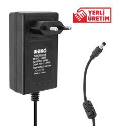 WEKO 24 VOLT - 1.5 AMPER 5.5*2.5 UÇLU YERLİ ÜRETİM PLASTİK KASA PRİZ TİPİ ADAPTÖR - 1