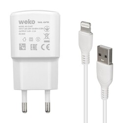 WEKO WK-21437 IP 2.1 AMPER ŞARJ BAŞLIK ADAPTÖRÜ + LIGHTNING KABLO (NO:3) - 2