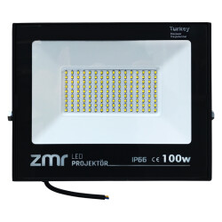 ZMR 100 WATT - 220 VOLT 6500K IP66 150* IŞIK AÇISI SİYAH SLİM KASA BEYAZ LED PROJEKTÖR - 1