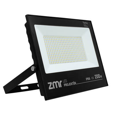 ZMR 200 WATT - 220 VOLT BEYAZ 6500K IP66 150* IŞIK AÇISI SİYAH SLİM KASA LED PROJEKTÖR - 1